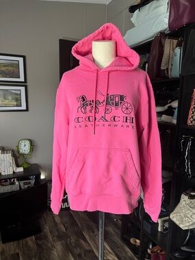 Coach Hot Pink Horse & Carriage Logo Hoodie
